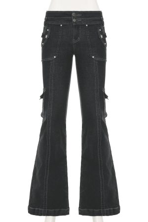 New Style Trends - Black Utility Y2k Flare Pants - Outfit Ideas