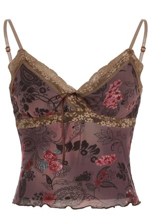 New Style Trends - Boho Bloom Lace Aesthetic Cami Crop Top - Outfit Ideas