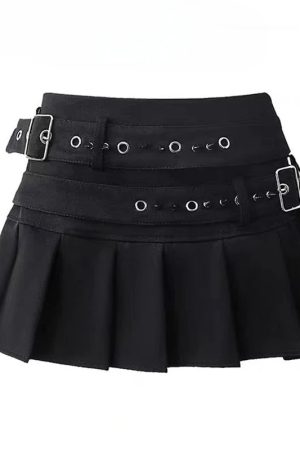 New Style Trends - Buckle Up Pleated Edgy Mini - Outfit Ideas
