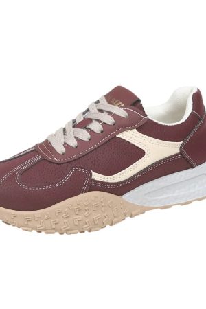 New Style Trends - Burgundy Pop Sport Aesthetic Sneakers - Outfit Ideas