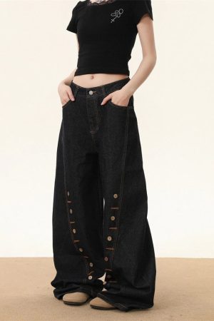 New Style Trends - Button Detail Wide-Leg Jeans - Outfit Ideas