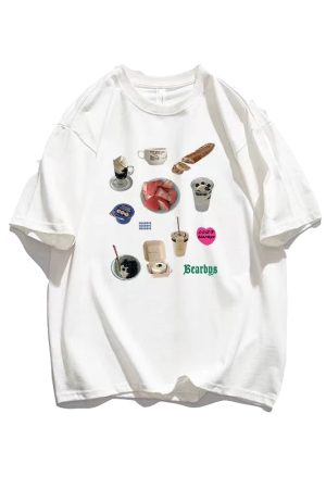 New Style Trends - Café Essentials Graphic Aesthetic T-Shirt - Outfit Ideas