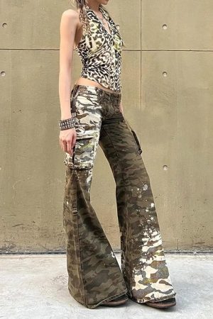 New Style Trends - Camo Chaos Y2k Flare Pants - Outfit Ideas