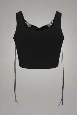 New Style Trends - Chain Heart Goth Ribbon Alt Crop Top - Outfit Ideas