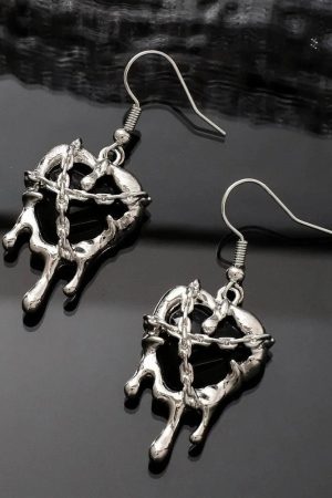 New Style Trends - Chained Blood Heart Alt Earrings - Outfit Ideas