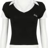 New Style Trends - Classic Retro V-Neck Polo Top - Outfit Ideas