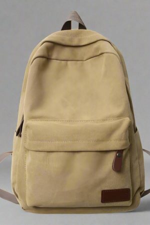 New Style Trends - Classic Sand Canvas Aesthetic Backpack - Outfit Ideas
