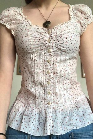 New Style Trends - Coquette Antique Rose Lace Corset Shirt - Outfit Ideas