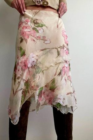 New Style Trends - Coquette Blossom Drift Mesh Midi Skirt - Outfit Ideas