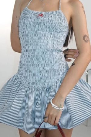 New Style Trends - Coquette Pinstripe Pep Halter Dress - Outfit Ideas
