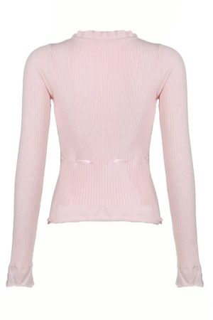 New Style Trends - Coquette Sweet Bow Ribbed Cardigan - Outfit Ideas
