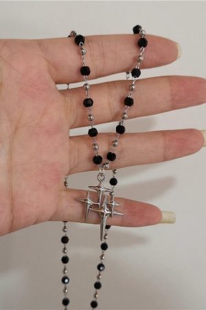 New Style Trends - Cosmic Noir Layered Y2k Necklace Set - Outfit Ideas
