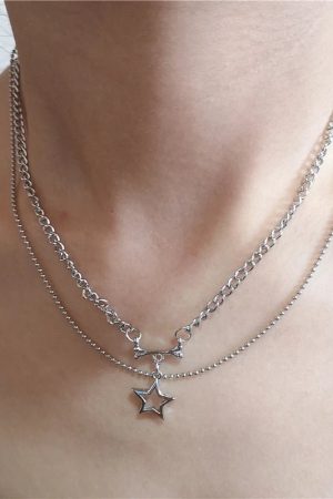 New Style Trends - Cosmic Noir Layered Y2k Necklace Set - Outfit Ideas