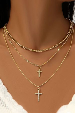 New Style Trends - Crystal Rose Gothic Cross Necklace - Outfit Ideas
