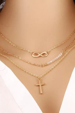 New Style Trends - Crystal Rose Gothic Cross Necklace - Outfit Ideas