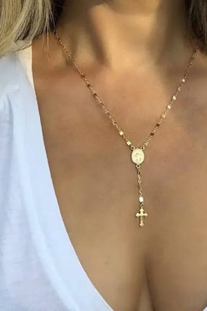 New Style Trends - Crystal Rose Gothic Cross Necklace - Outfit Ideas