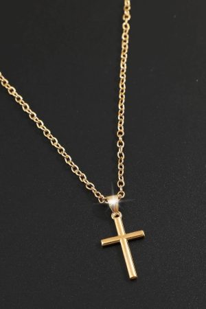 New Style Trends - Crystal Rose Gothic Cross Necklace - Outfit Ideas