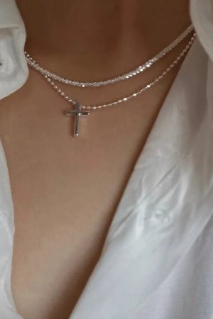 New Style Trends - Crystal Rose Gothic Cross Necklace - Outfit Ideas