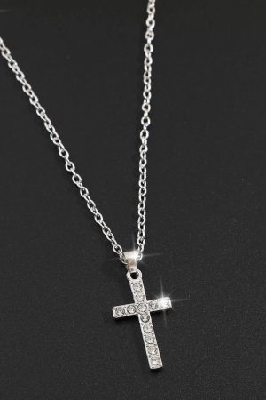 New Style Trends - Crystal Rose Gothic Cross Necklace - Outfit Ideas