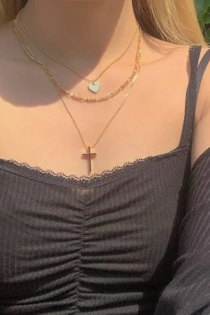New Style Trends - Crystal Rose Gothic Cross Necklace - Outfit Ideas