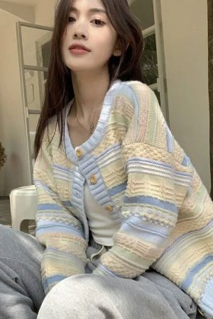 New Style Trends - Cute Pastel Dream Striped Cardigan - Outfit Ideas