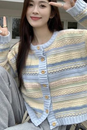 New Style Trends - Cute Pastel Dream Striped Cardigan - Outfit Ideas