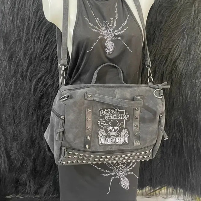 New Style Trends - Dead Conviction Studded Y2k Shoulder Bag - Outfit Ideas