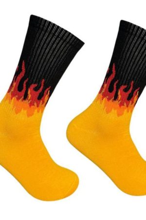 New Style Trends - Edgy Flame Street Skateboard Socks - Outfit Ideas