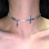 New Style Trends - Edgy Silver Cross Spike Choker - Outfit Ideas