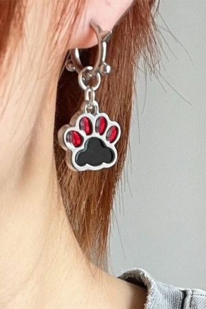 New Style Trends - Edgy Spiked Paw Charm Hoop Earrings - Outfit Ideas