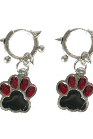 New Style Trends - Edgy Spiked Paw Charm Hoop Earrings - Outfit Ideas