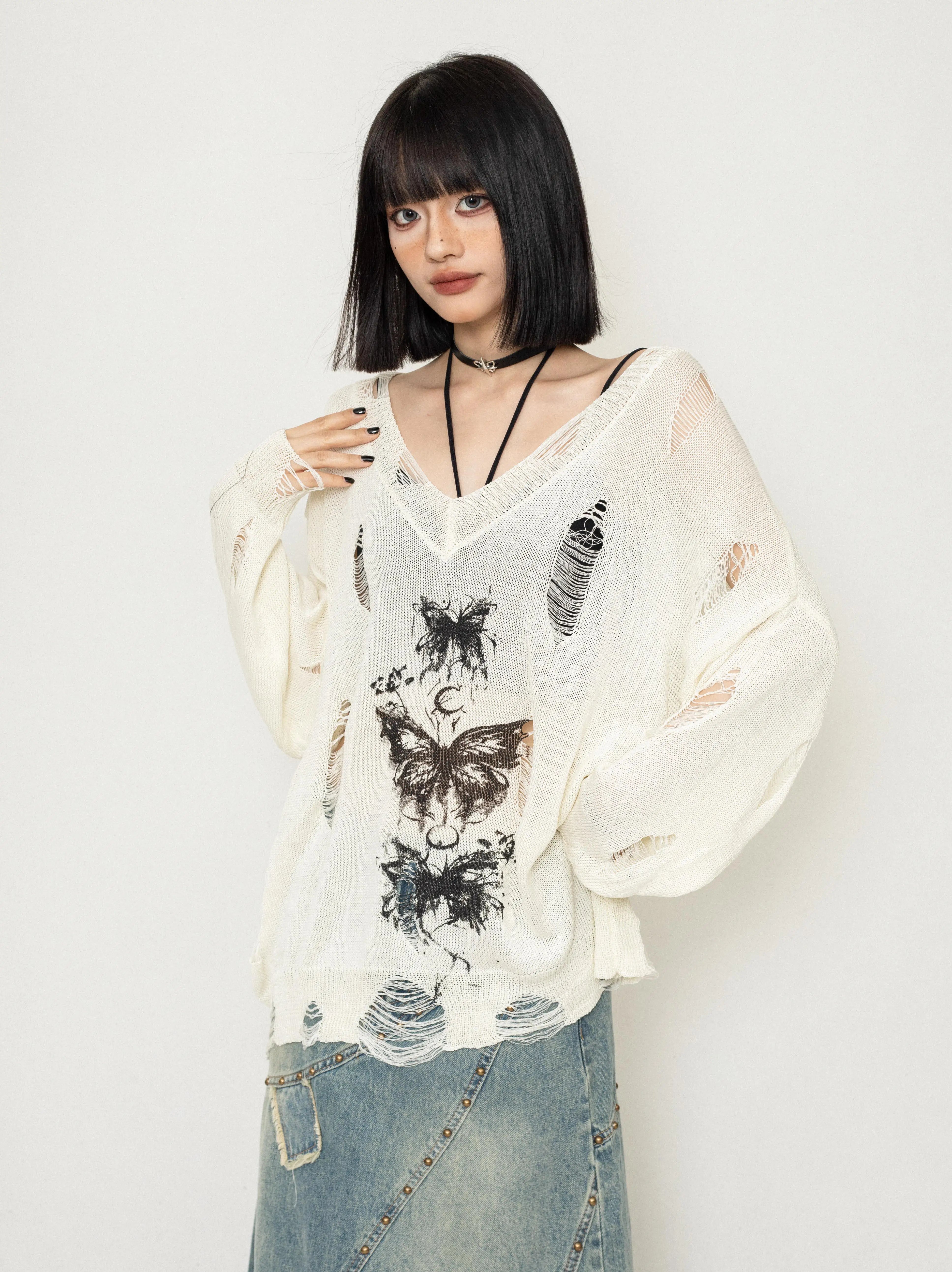 New Style Trends - Fallen Butterfly Edgy Sweater - Outfit Ideas