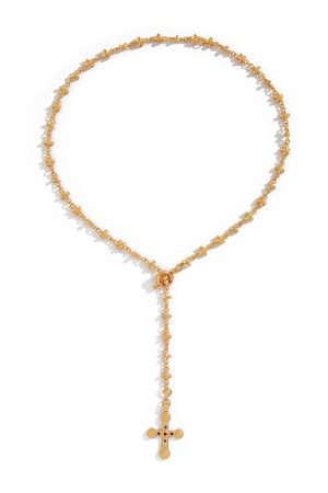 New Style Trends - Golden Rosary Cross Aesthetic Necklace - Outfit Ideas