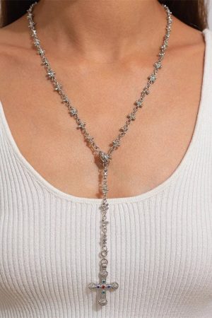New Style Trends - Golden Saint Cross Aesthetic Layered Necklace - Outfit Ideas