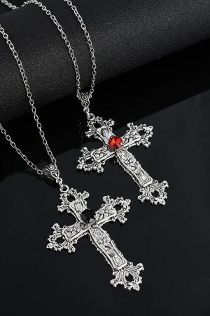 New Style Trends - Gothic Bloodstone Cross Necklace - Outfit Ideas