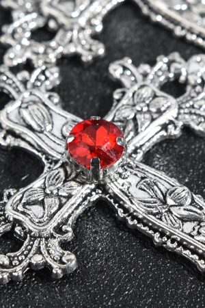 New Style Trends - Gothic Bloodstone Cross Necklace - Outfit Ideas