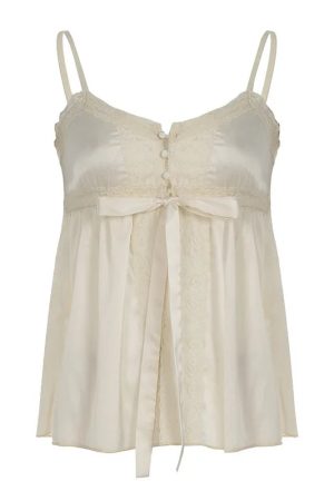 New Style Trends - Ivory Lace Babydoll Coquette Cami Top - Outfit Ideas