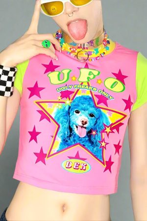New Style Trends - Kidcore Cosmic Canine Crop Top - Outfit Ideas