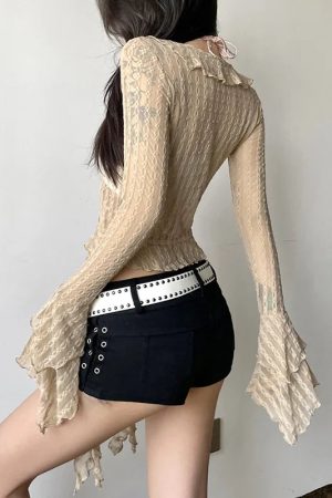 New Style Trends - Lace Flare Witchcore Y2k Blouse - Outfit Ideas