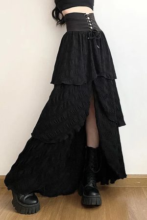 New Style Trends - Lace-Up Edgy Maxi Skirt - Outfit Ideas