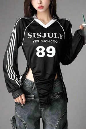 New Style Trends - Long Sleeve Reflective Stripe Y2k Bodysuit - Outfit Ideas