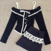 New Style Trends - Midnight Coquette Lace Elegance Long Sleeve Set - Outfit Ideas