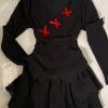 New Style Trends - Midnight Doll Goth Long Sleeve Lace Set - Outfit Ideas