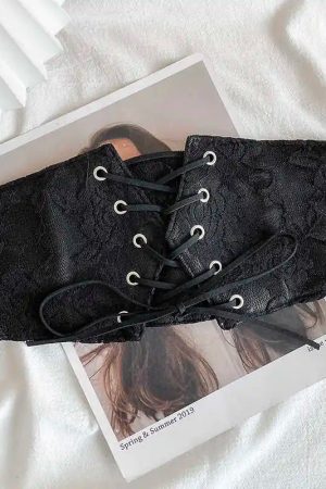 New Style Trends - Midnight Lace-Up Corset Goth Belt - Outfit Ideas