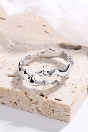 New Style Trends - Molten Edge Silver Edgy Ring - Outfit Ideas