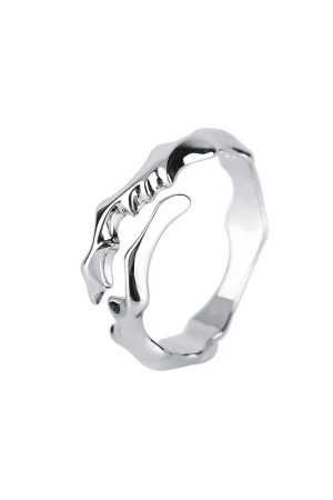 New Style Trends - Molten Edge Silver Edgy Ring - Outfit Ideas