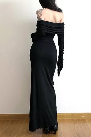 New Style Trends - Noir Siren Off Shoulder Aesthetic Dress - Outfit Ideas