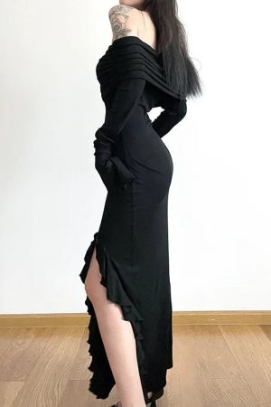 New Style Trends - Noir Siren Off Shoulder Aesthetic Dress - Outfit Ideas