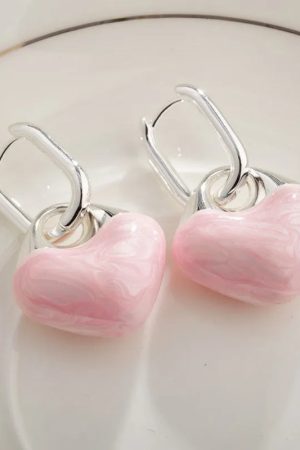 New Style Trends - Pastel Candy Marble Heart Coquette Earrings - Outfit Ideas