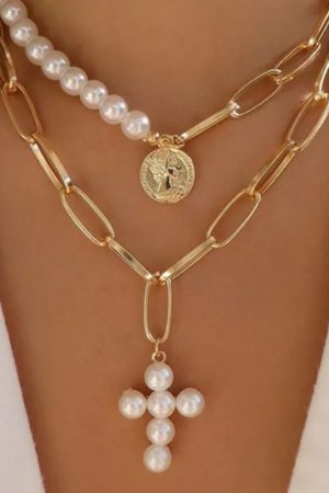 New Style Trends - Regal Pearl Cross Aesthetic Choker - Outfit Ideas